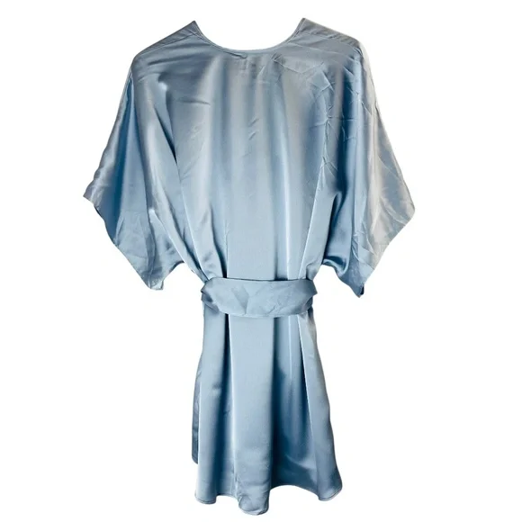 SHOW ME YOUR MUMU First Look Robe in Steel Blue Luxe satin Size Small - NWT - Picture 3 of 7